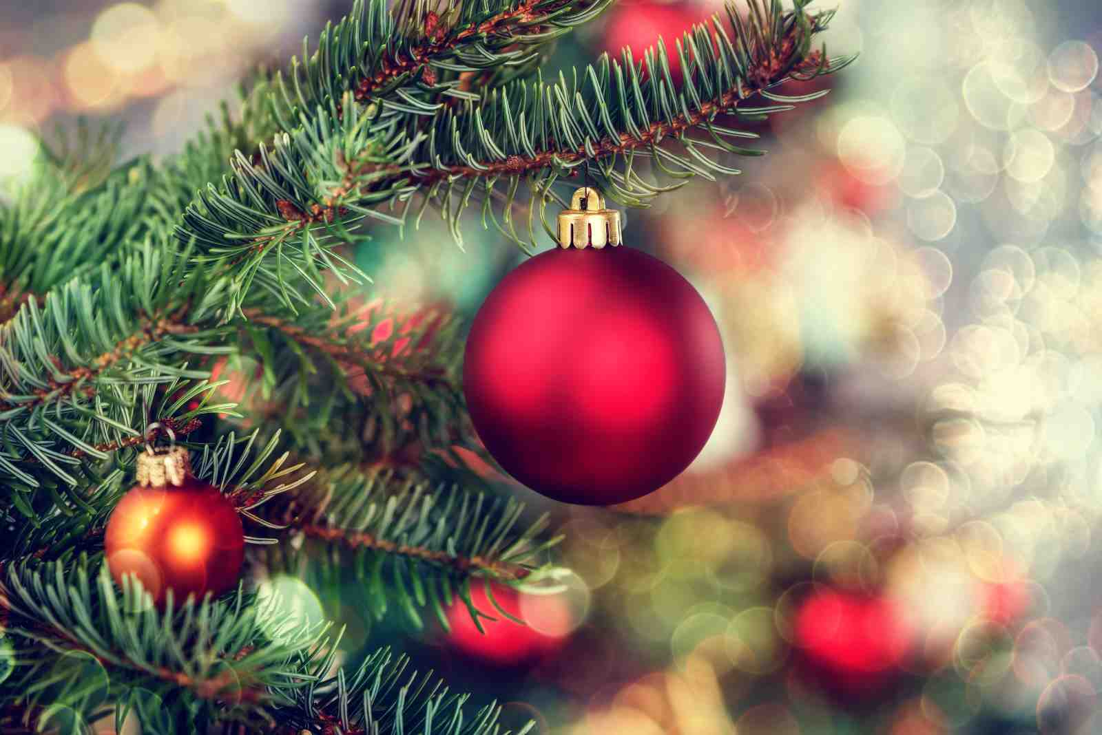 Vibrant Red Bauble Christmas Tree Wall Art