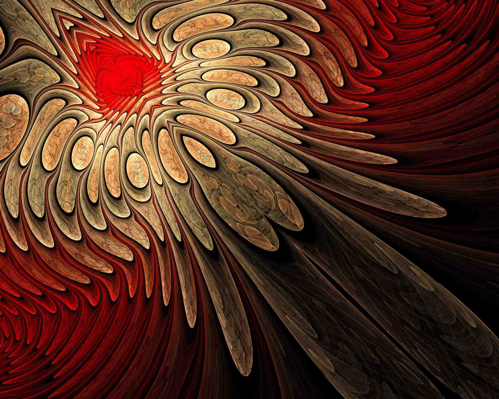 Fiery Abstract Bloom Fractal Wall Art