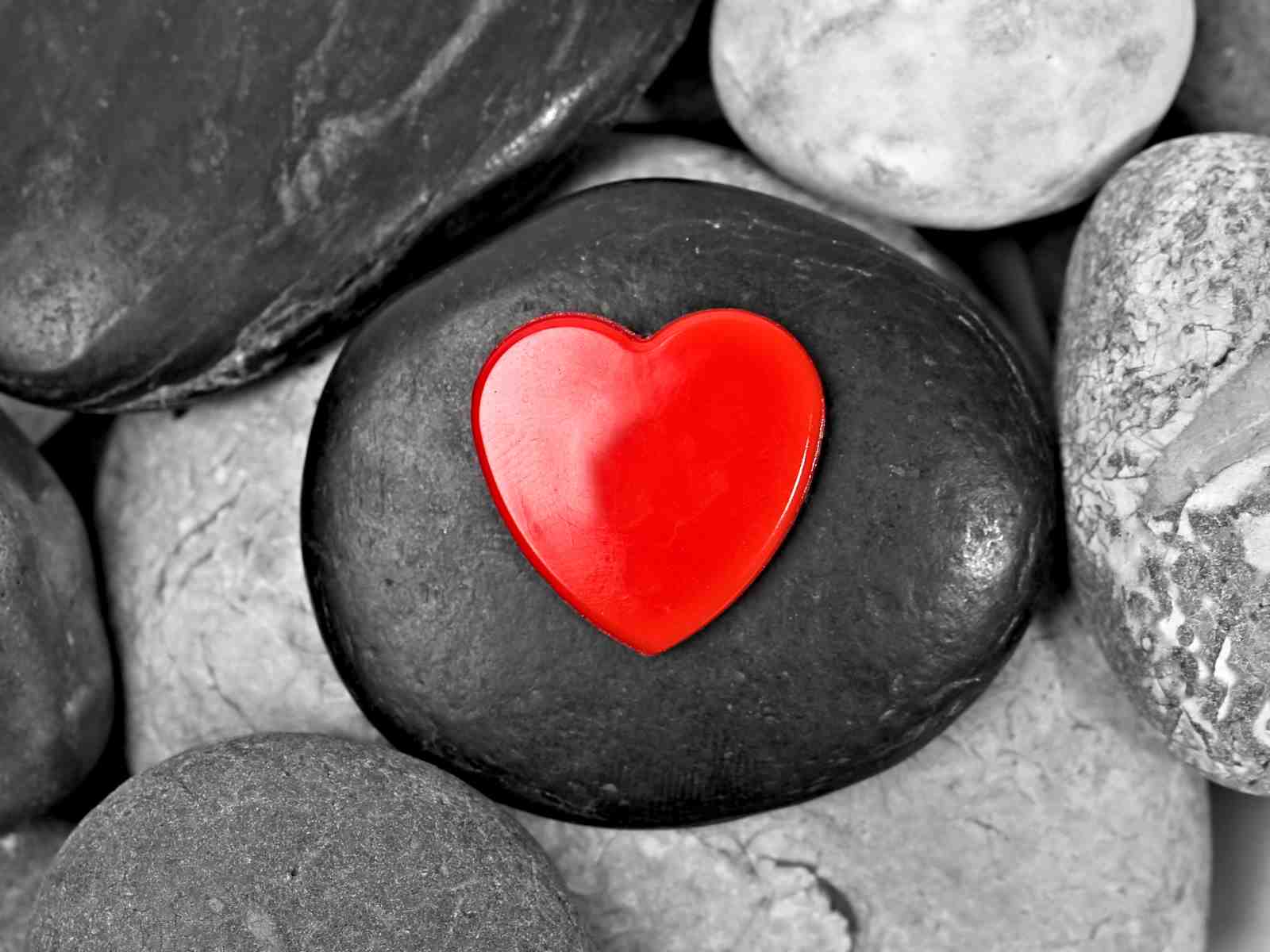 Vibrant Red Heart Zen Stones Wall Art