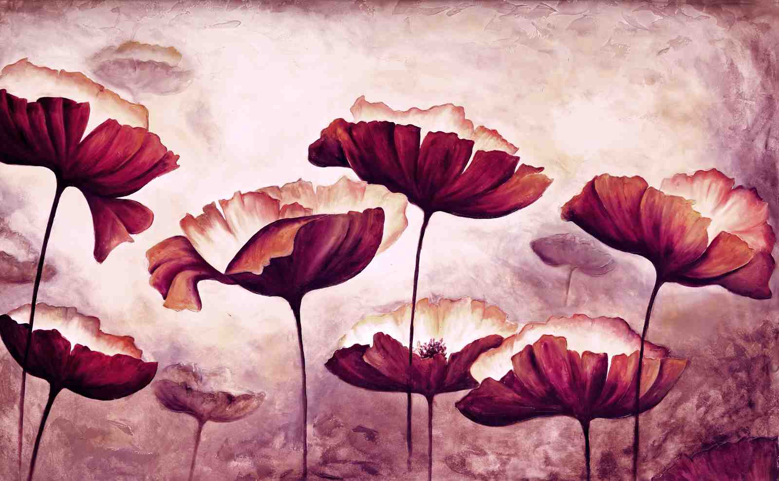 Burgundy Poppies Floral Wall Art