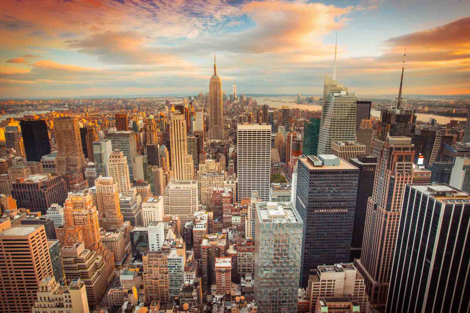 New York City Skyline Sunset Wall Art