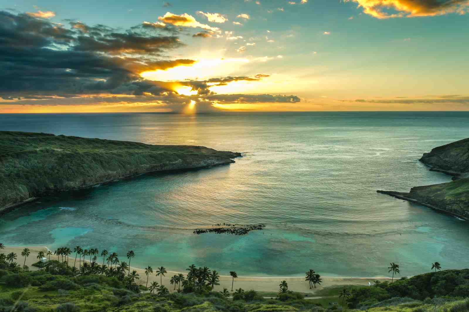 Tropical Paradise Sunset Beach Wall Art