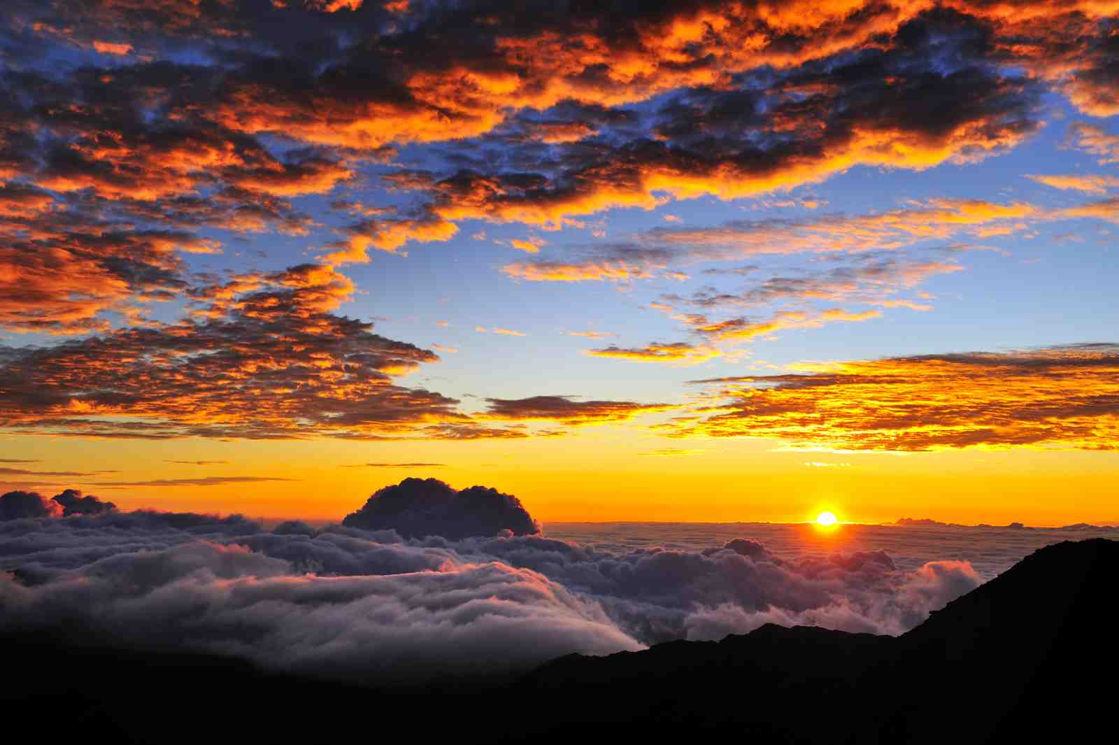 Fiery Sunset Above Clouds Wall Art