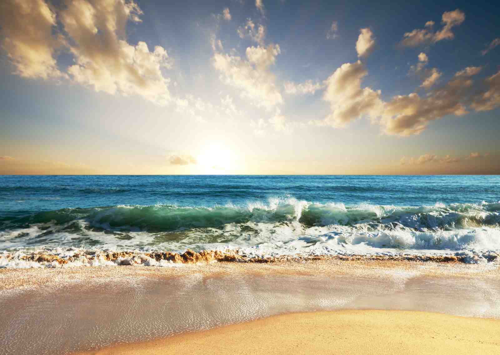 Ocean Wave Sunset Beach Wall Art