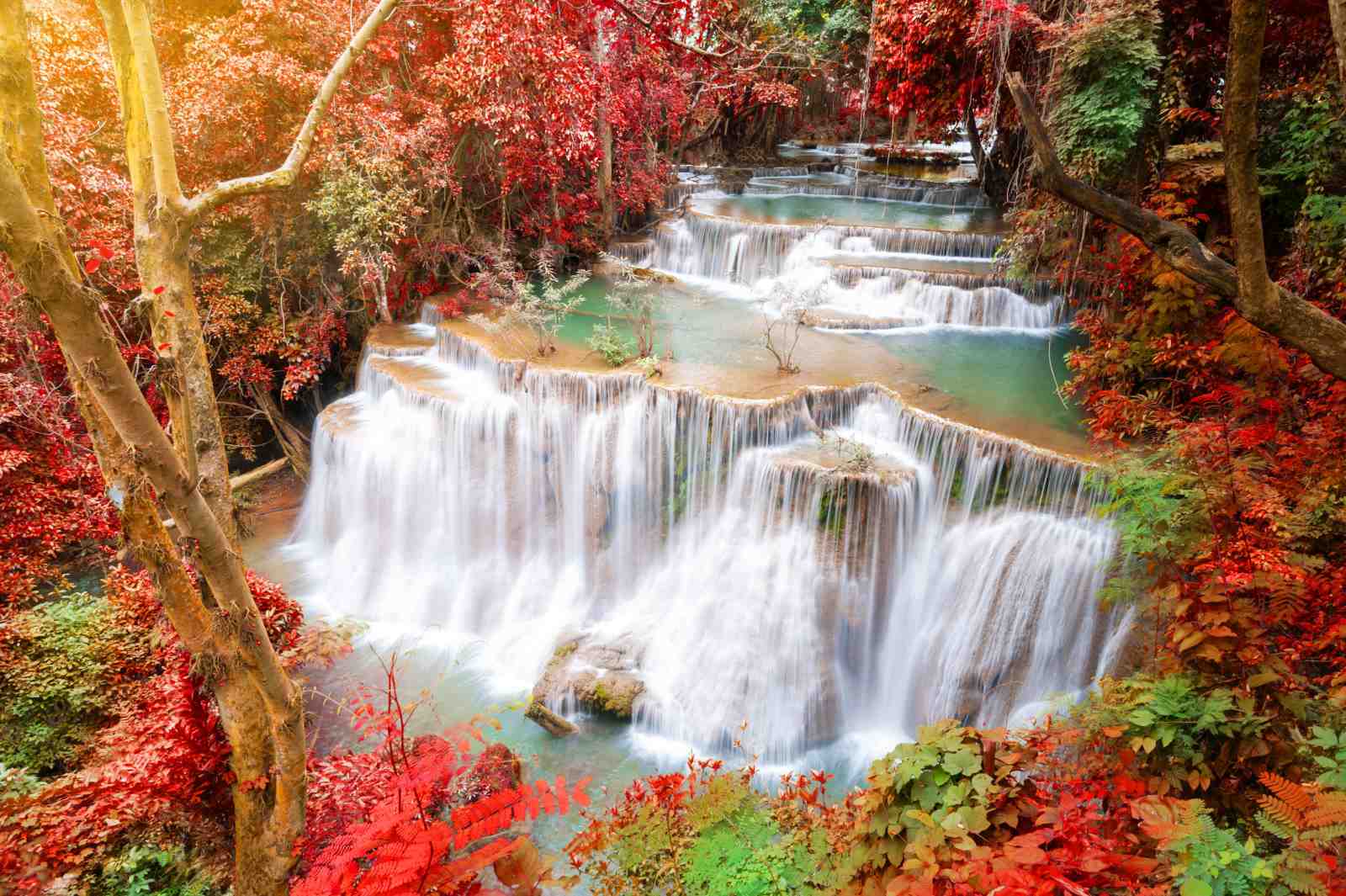 Cascading Waterfall Nature Scene Wall Art