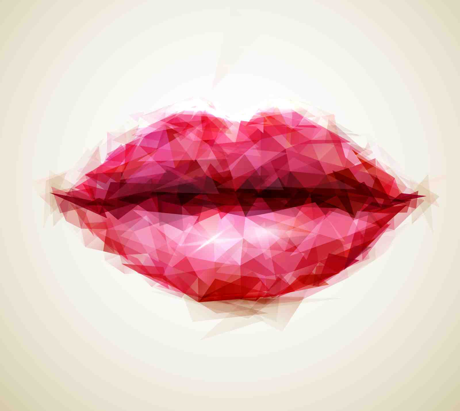 Bold Geometric Lips Red Pink Wall Art