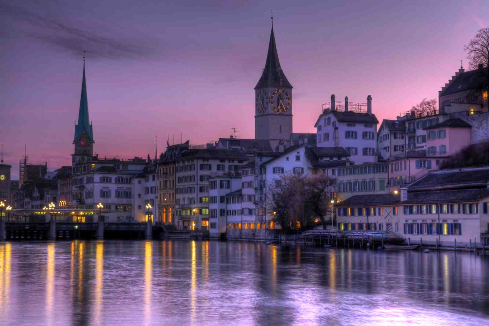 Zurich Cityscape Dusk Wall Art