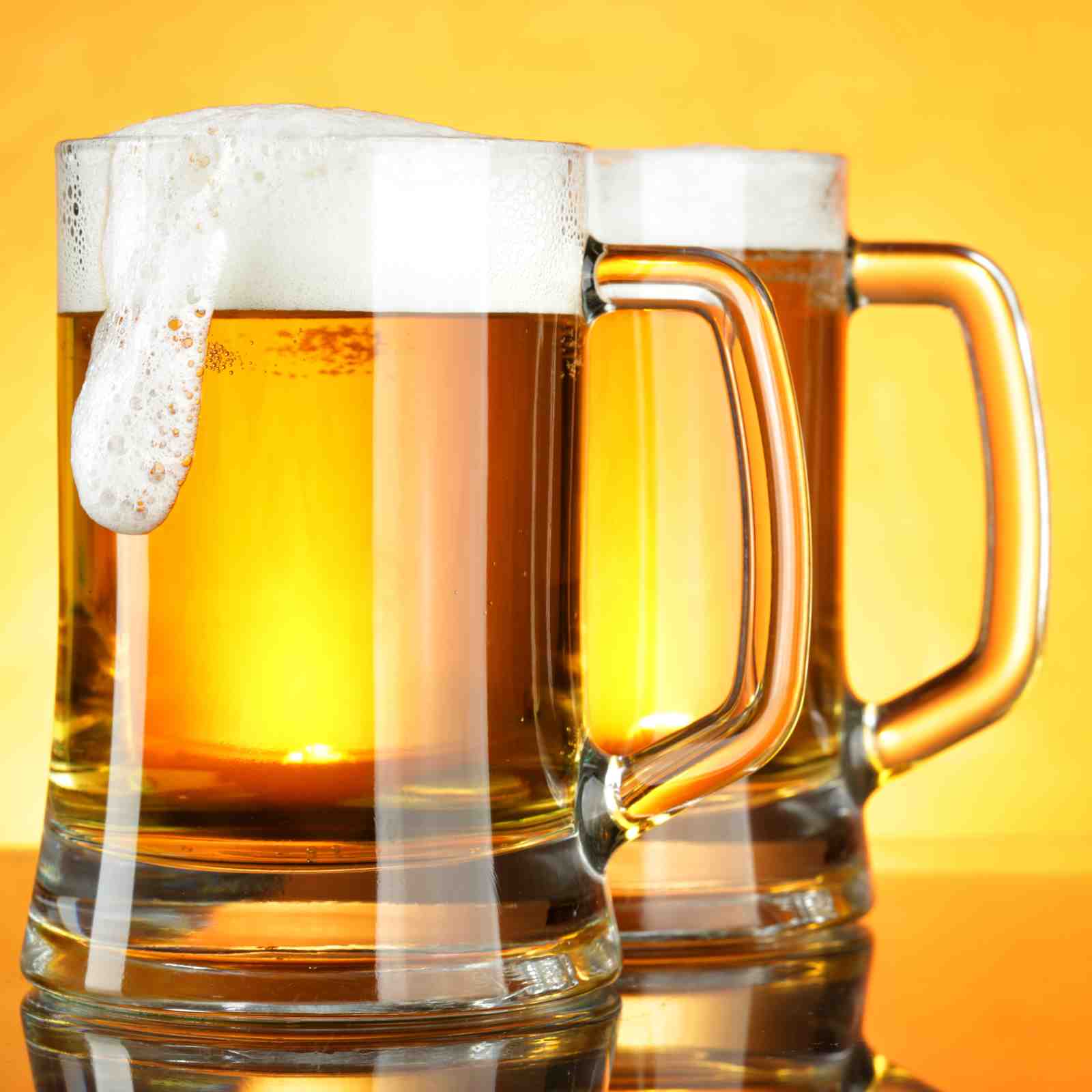 Frothy Beer Mugs Golden Glow Wall Art