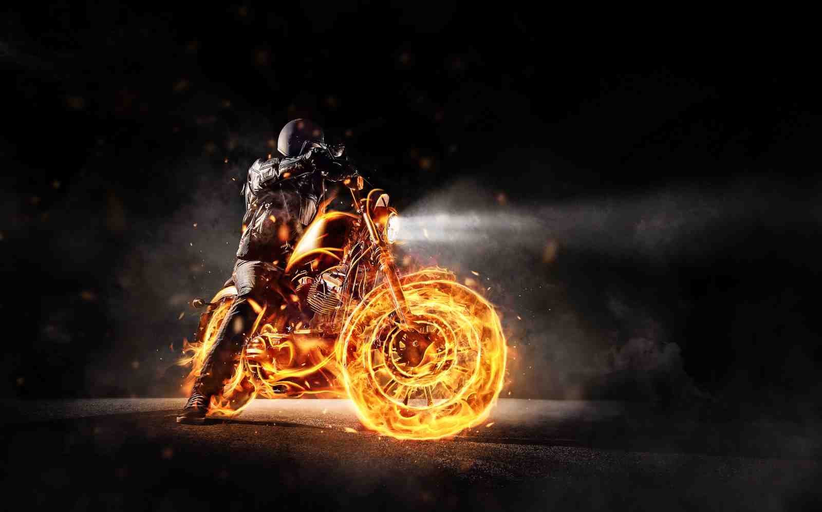Fiery Motorcycle Rider Wall Art