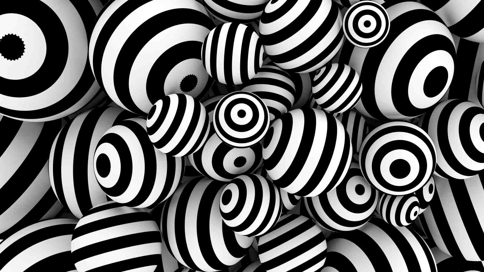 Optical Illusion Spheres Black & White Wall Art