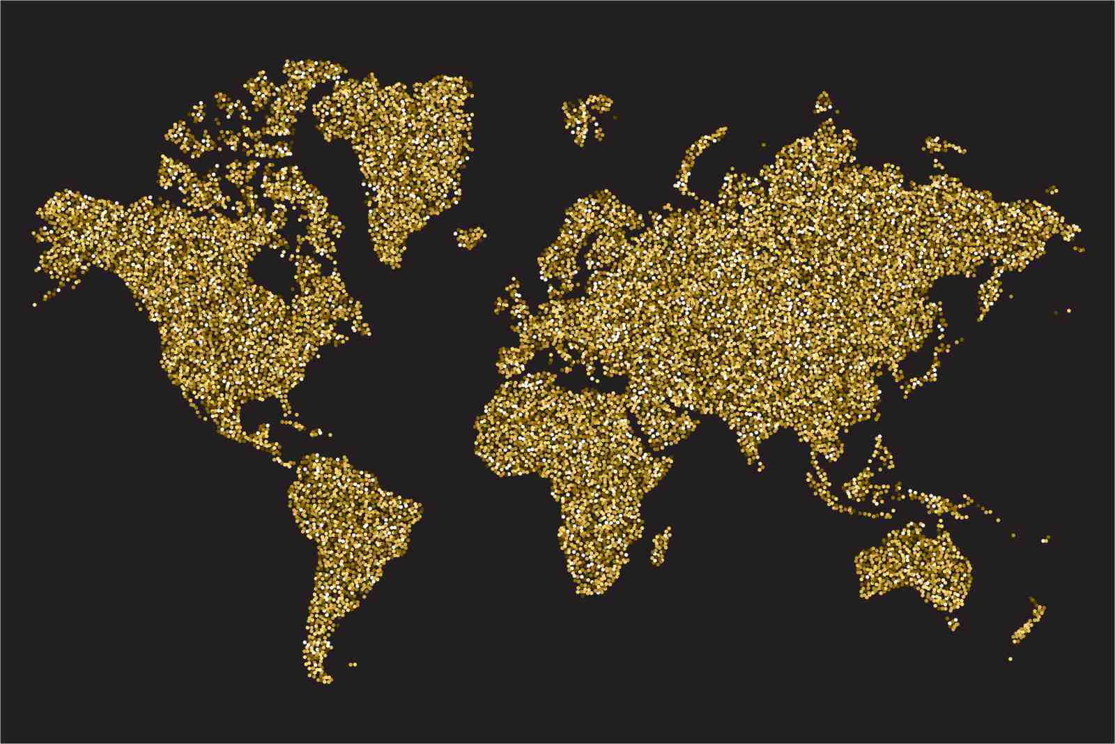 Sparkling Gold World Map Wall Art