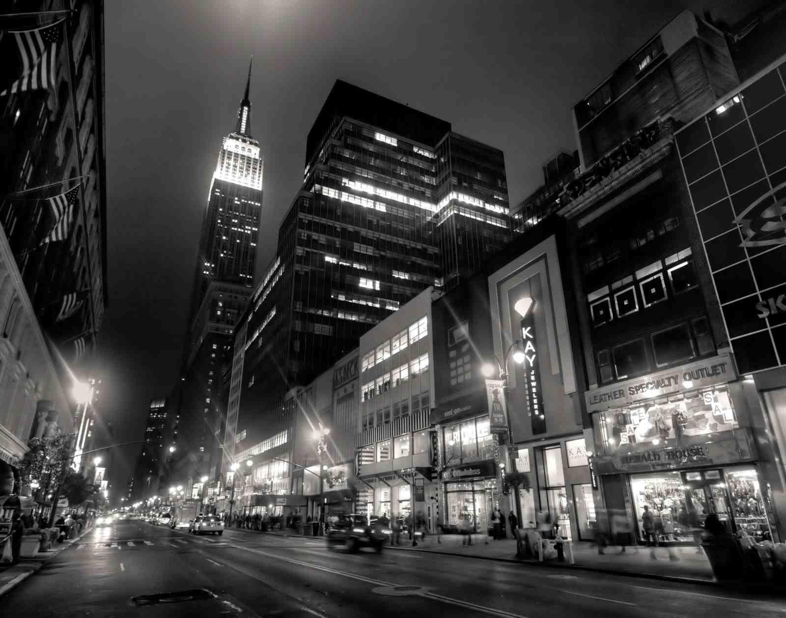 Empire State at Night B&W Wall Art