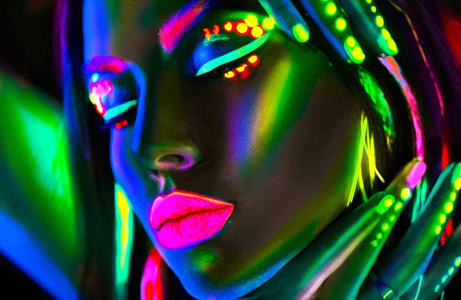 Vibrant Neon Glow Portrait Wall Art