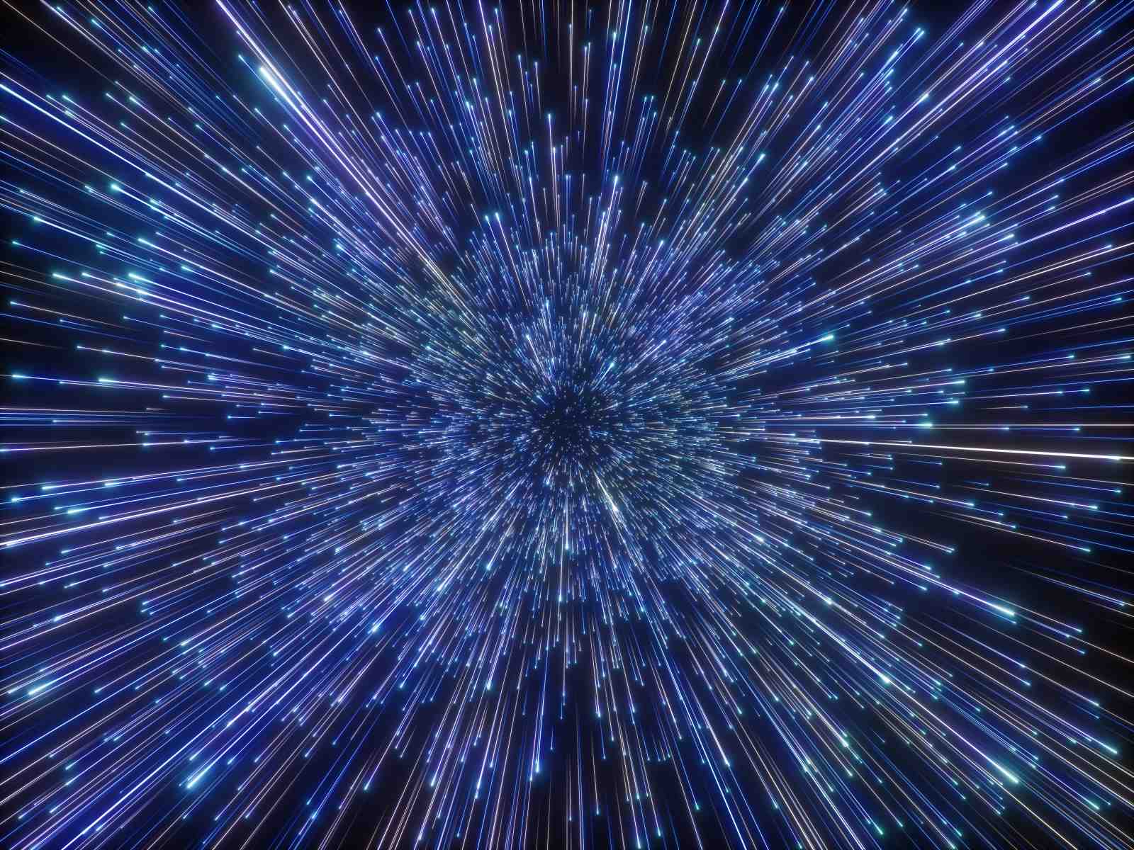 Cosmic Speed Warp Abstract Blue Starburst Wall Art