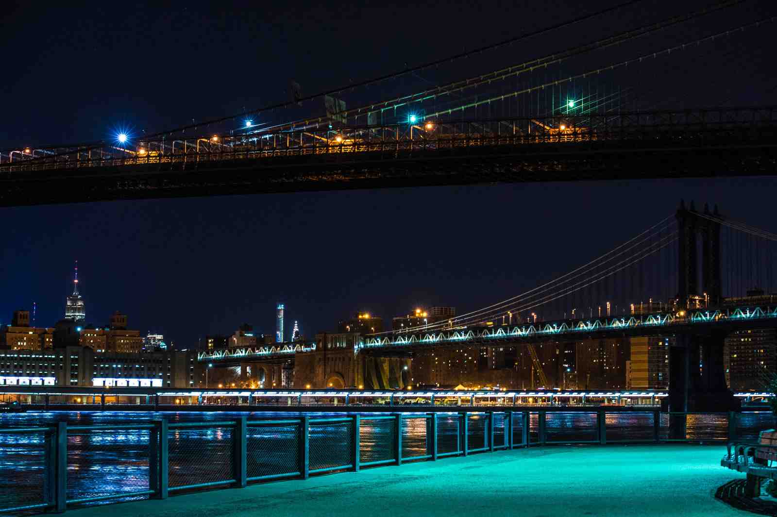 NYC Bridge Skyline Night Wall Art