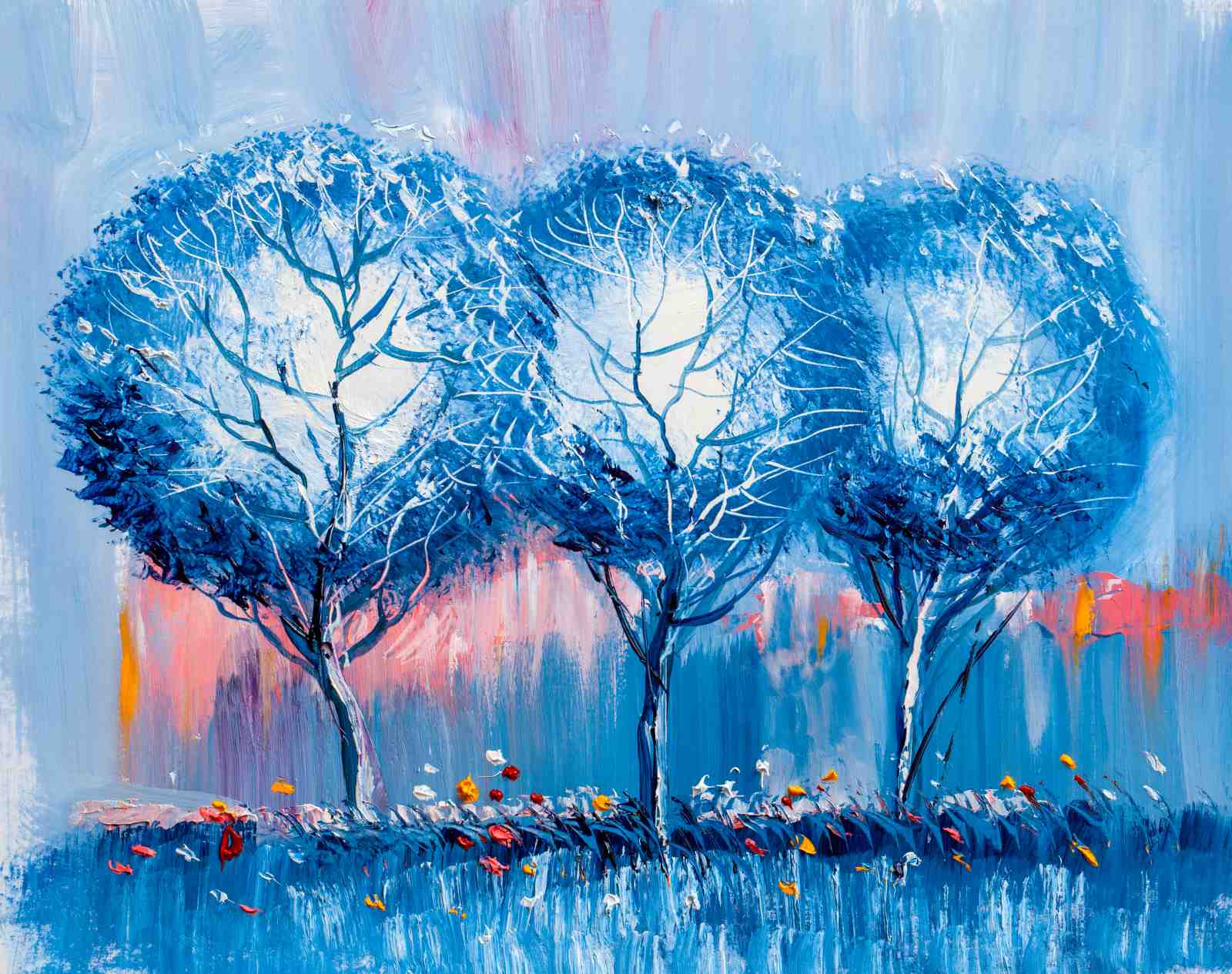 Enchanting Blue Forest Trees Wall Art