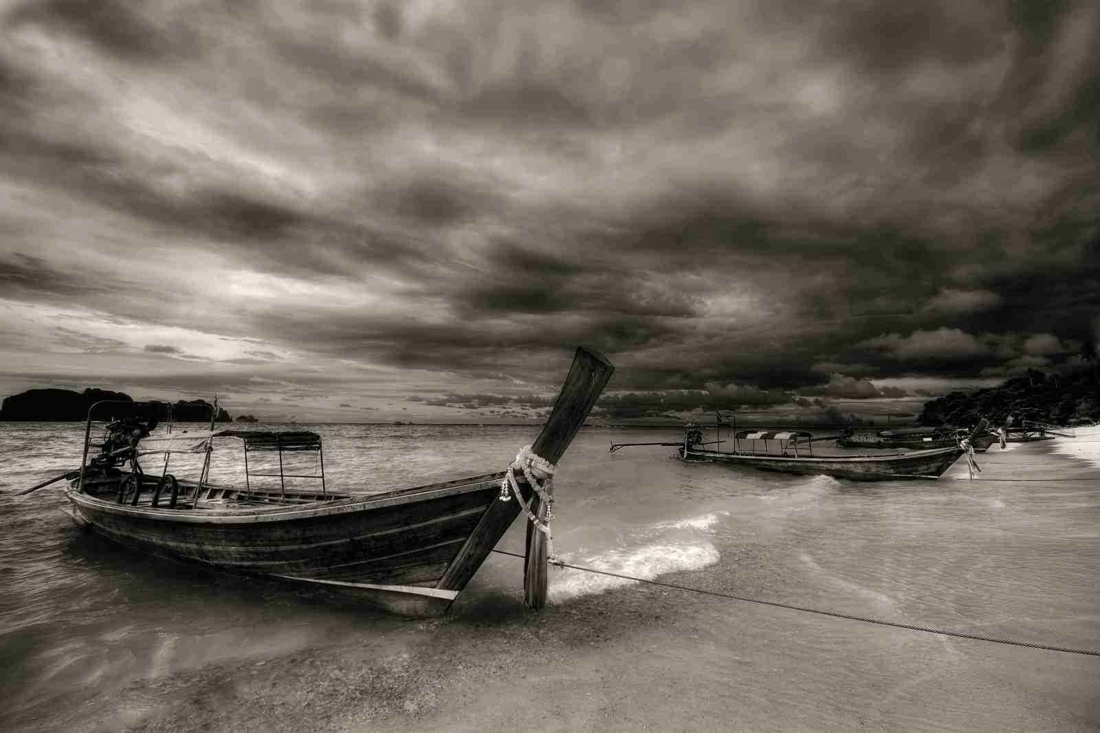 Stormy Seas Longtail Boats Wall Art