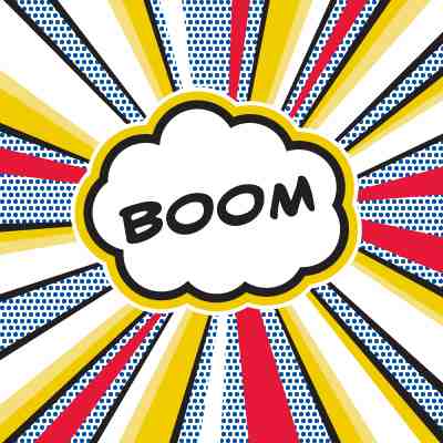 Pop Art BOOM Comic Explosive Yellow Red Wall Art