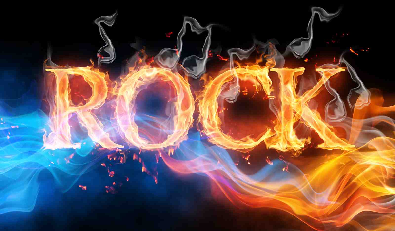 Fiery Rock Music Flames Wall Art