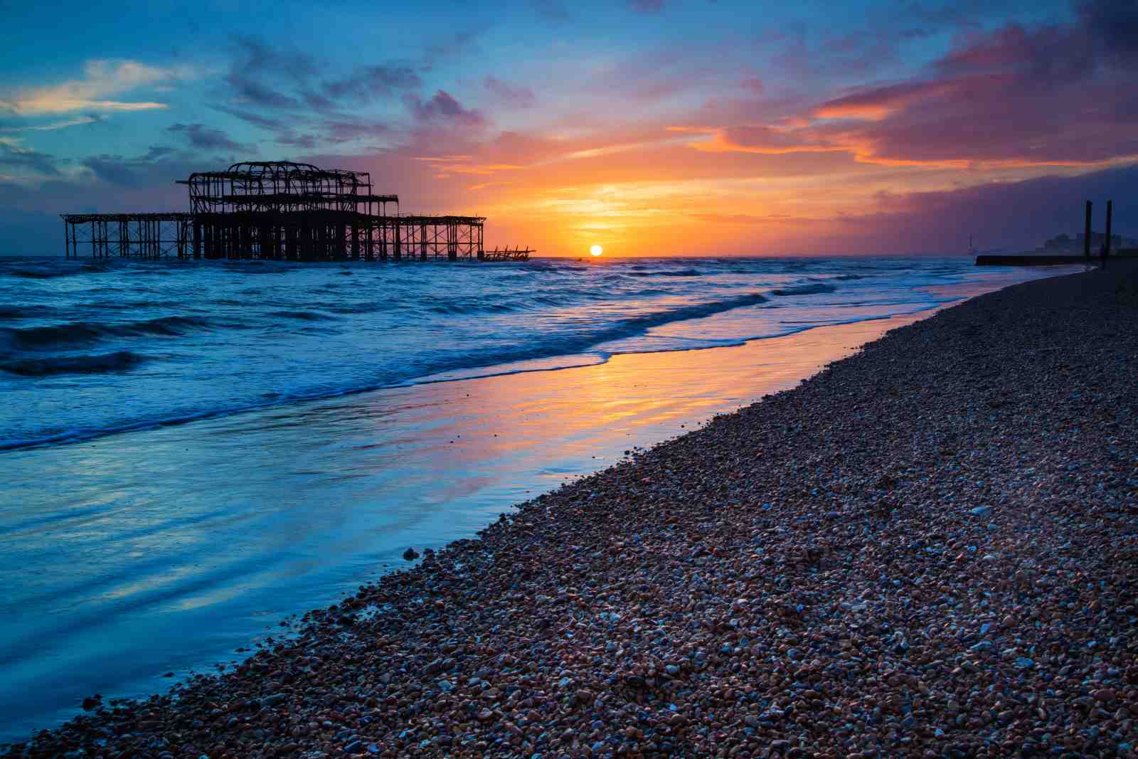Pier Sunset Ocean View Wall Art