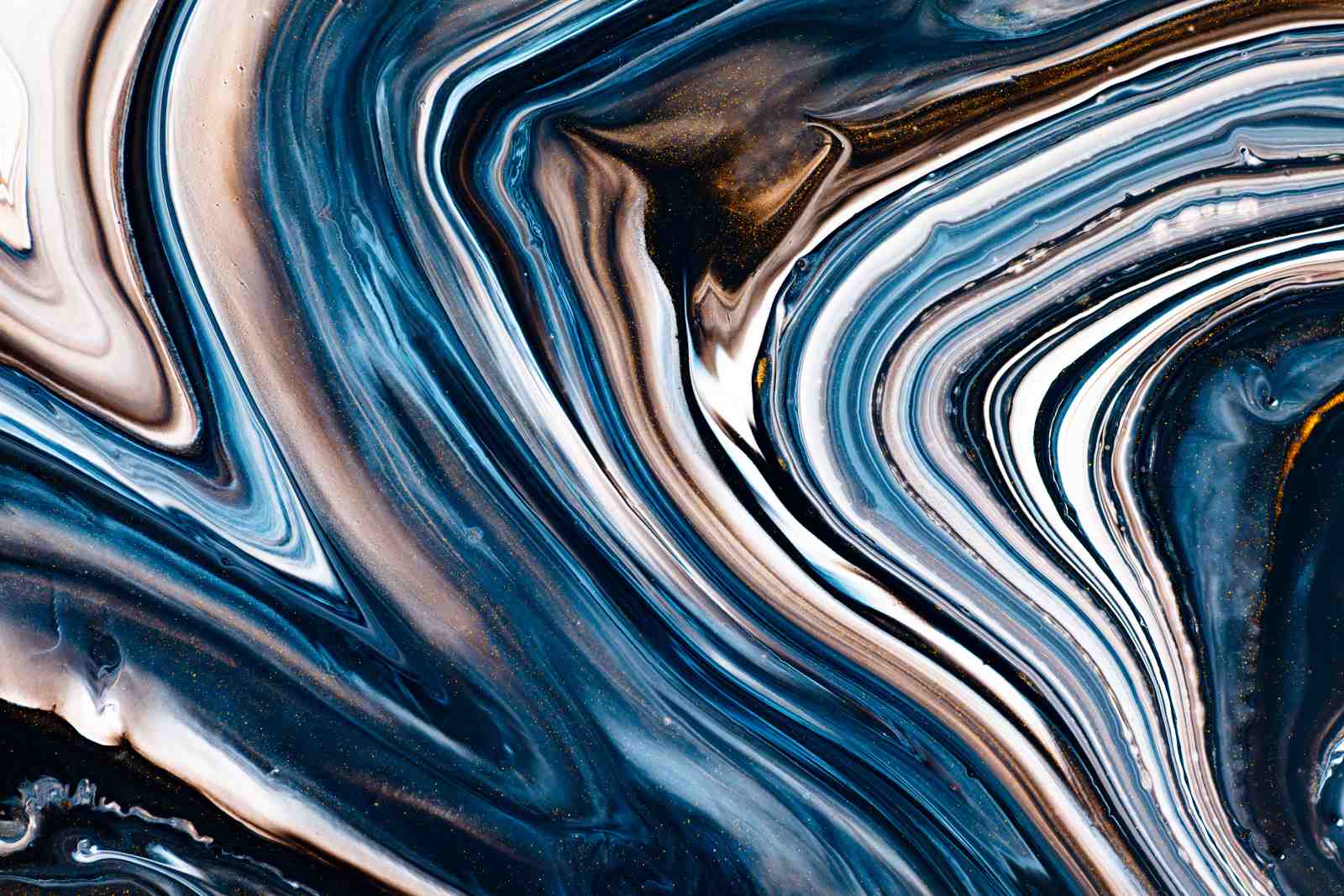 Marbled Blue & Gold Abstract Wall Art