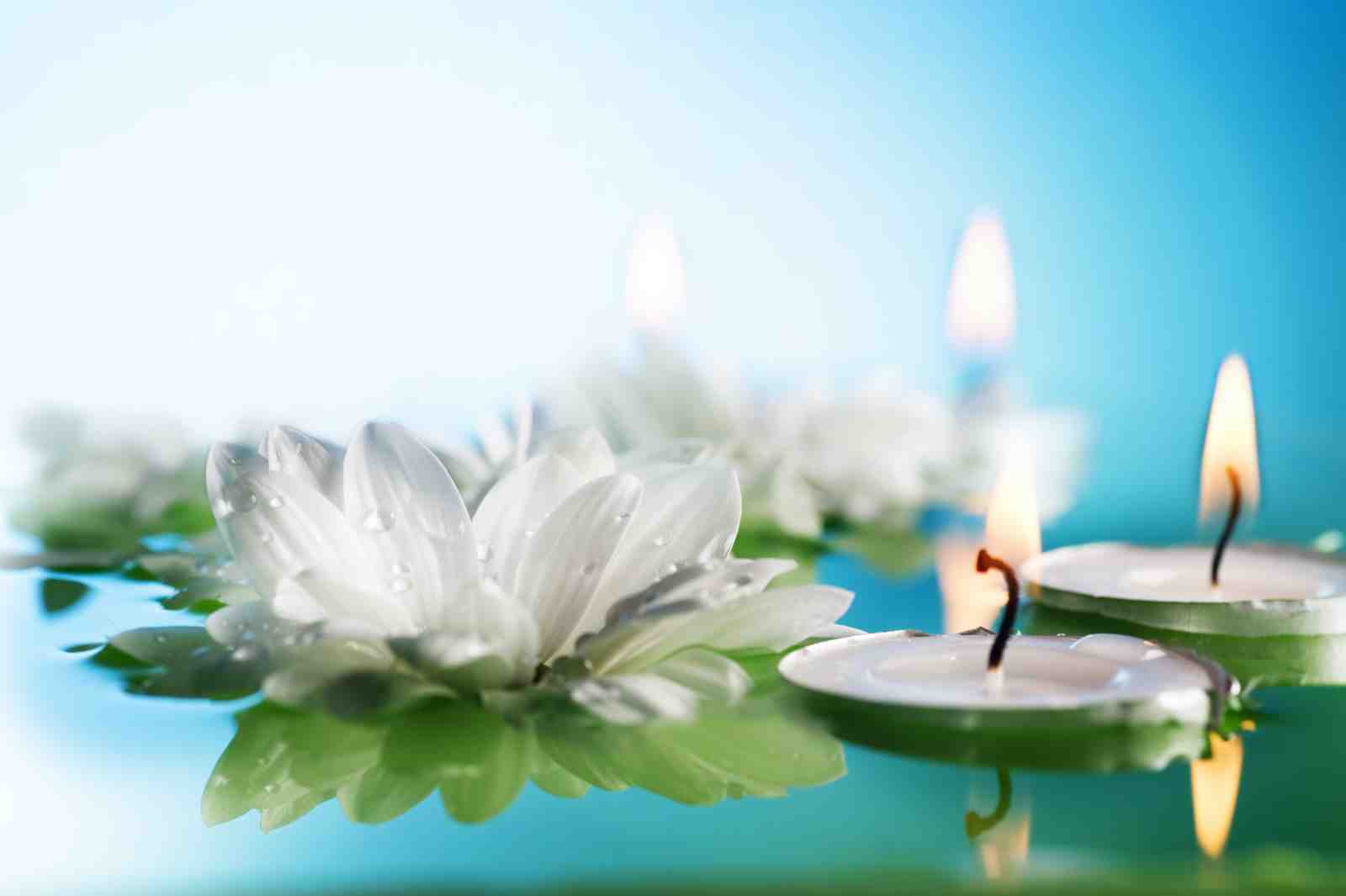 Serene White Flower & Candle Spa Wall Art
