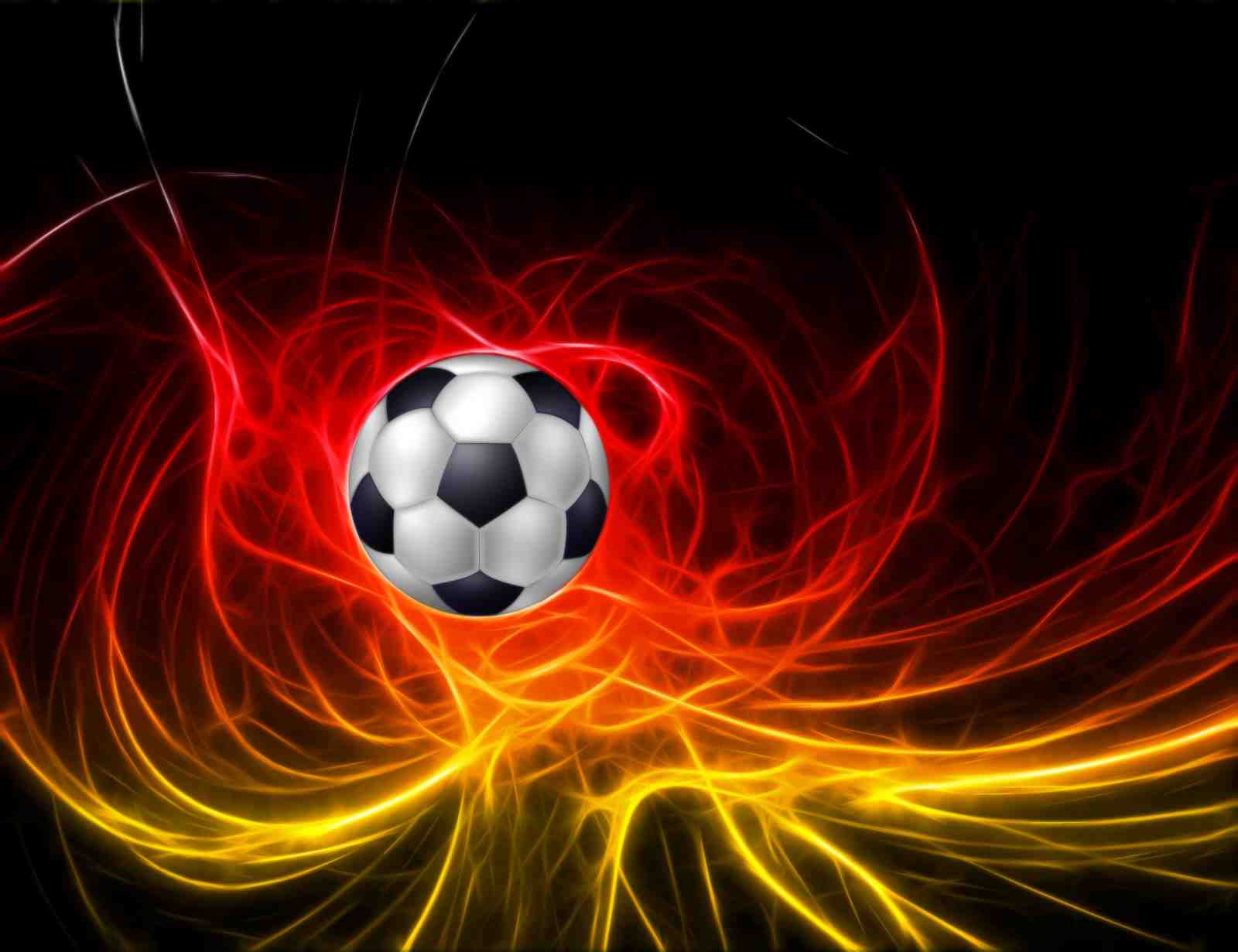 Dynamic Soccer Ball Red Yellow Flames Wall Art