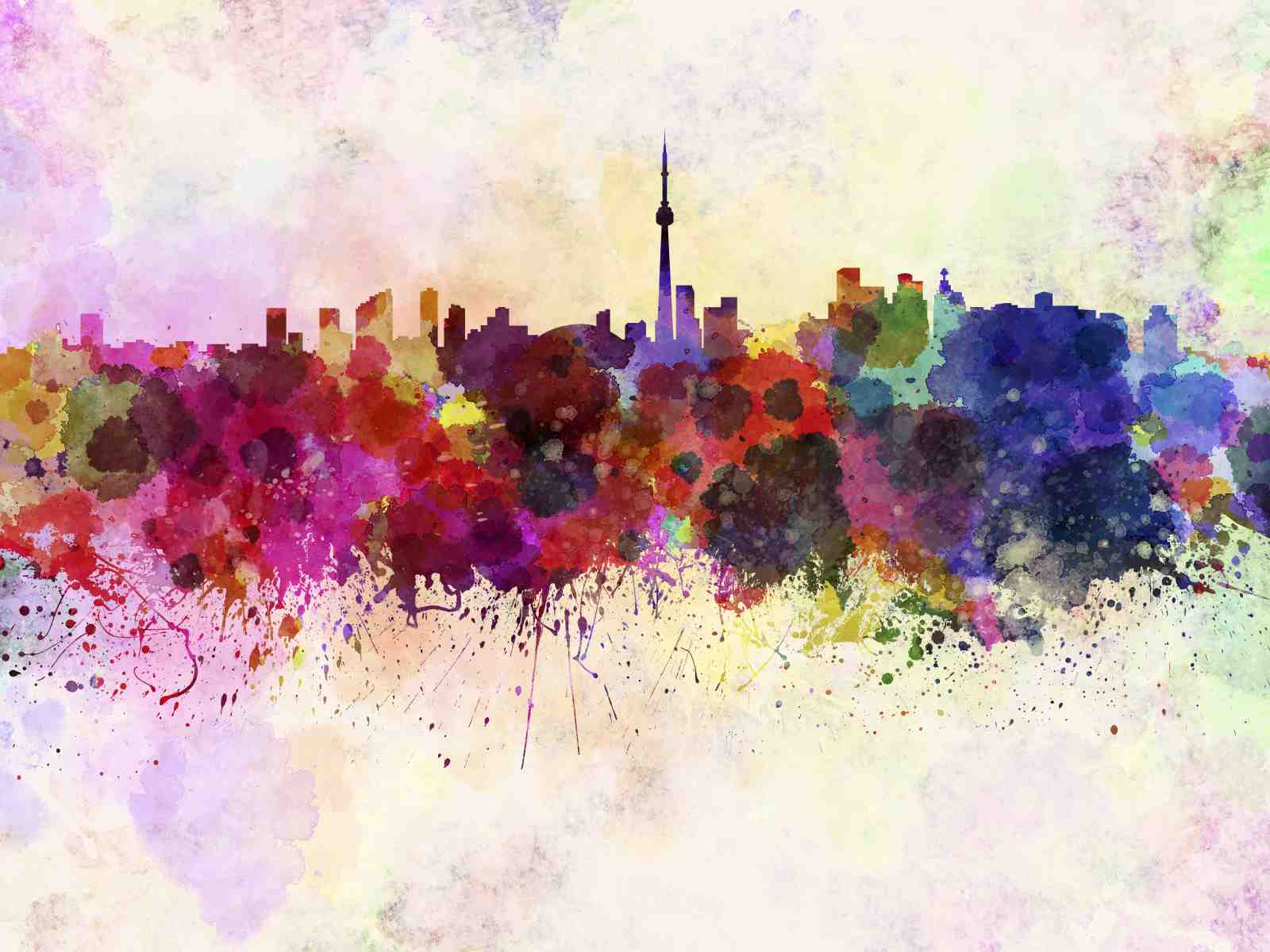Vibrant Skyline Watercolor Wall Art