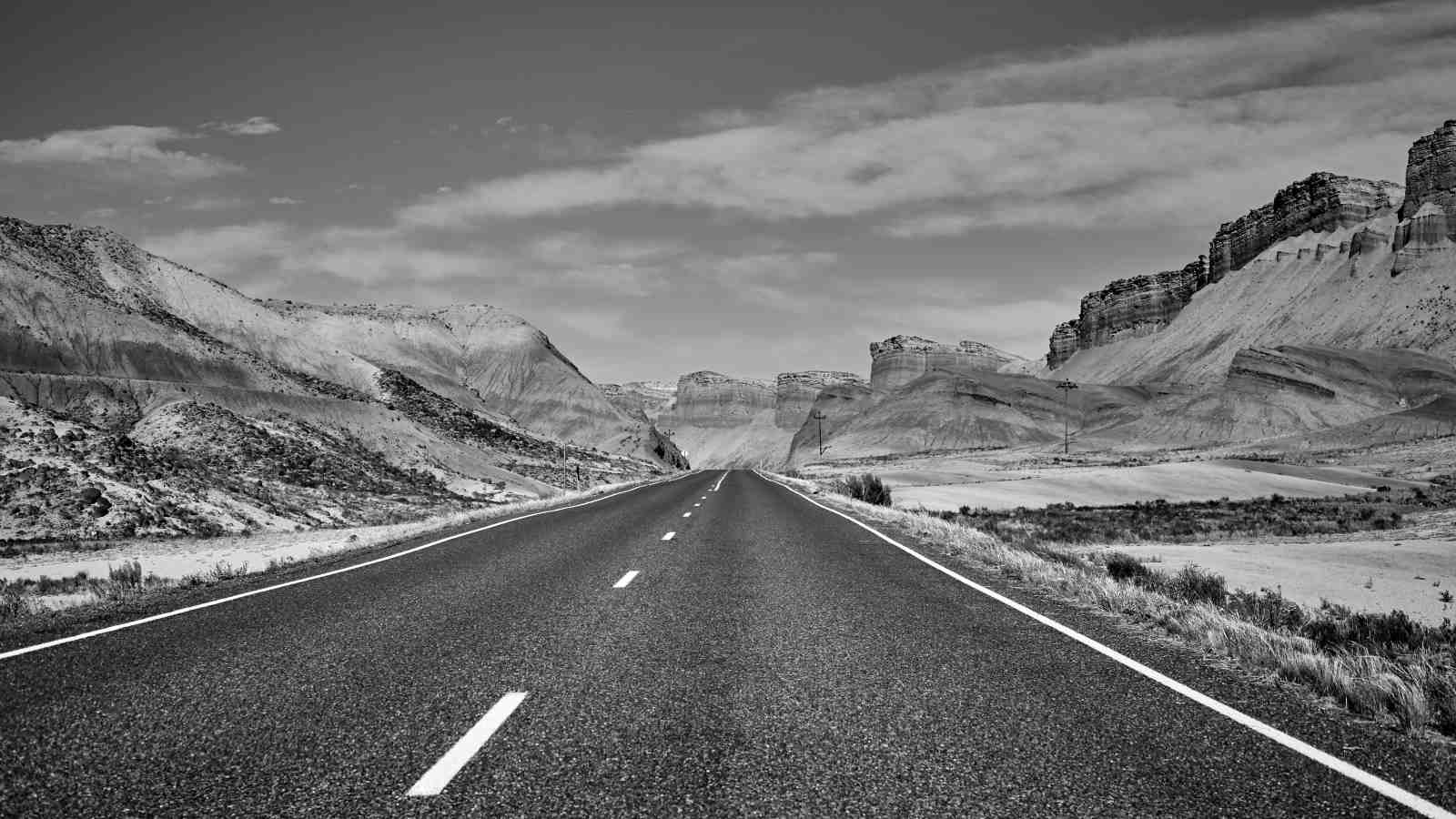 Open Road Landscape Black & White Wall Art