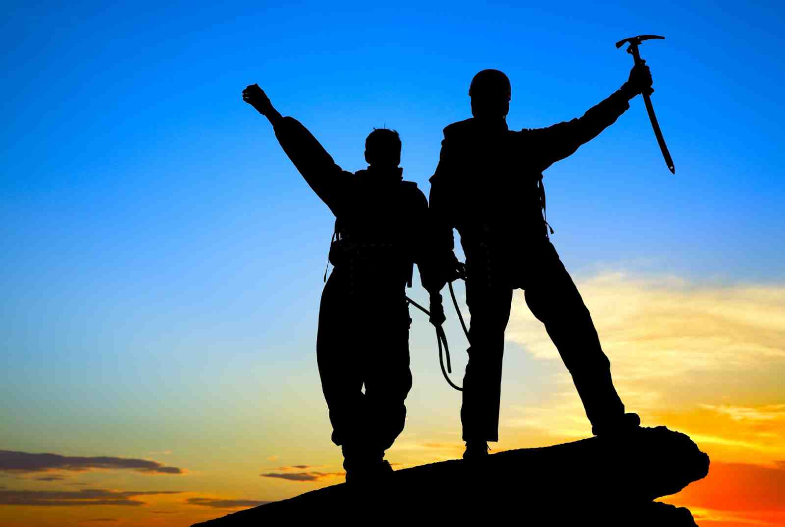 Triumphant Climbers Silhouette Wall Art