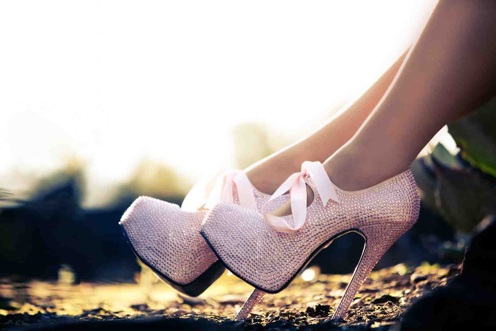 Sparkling Pink Heels with Bows Wall Art