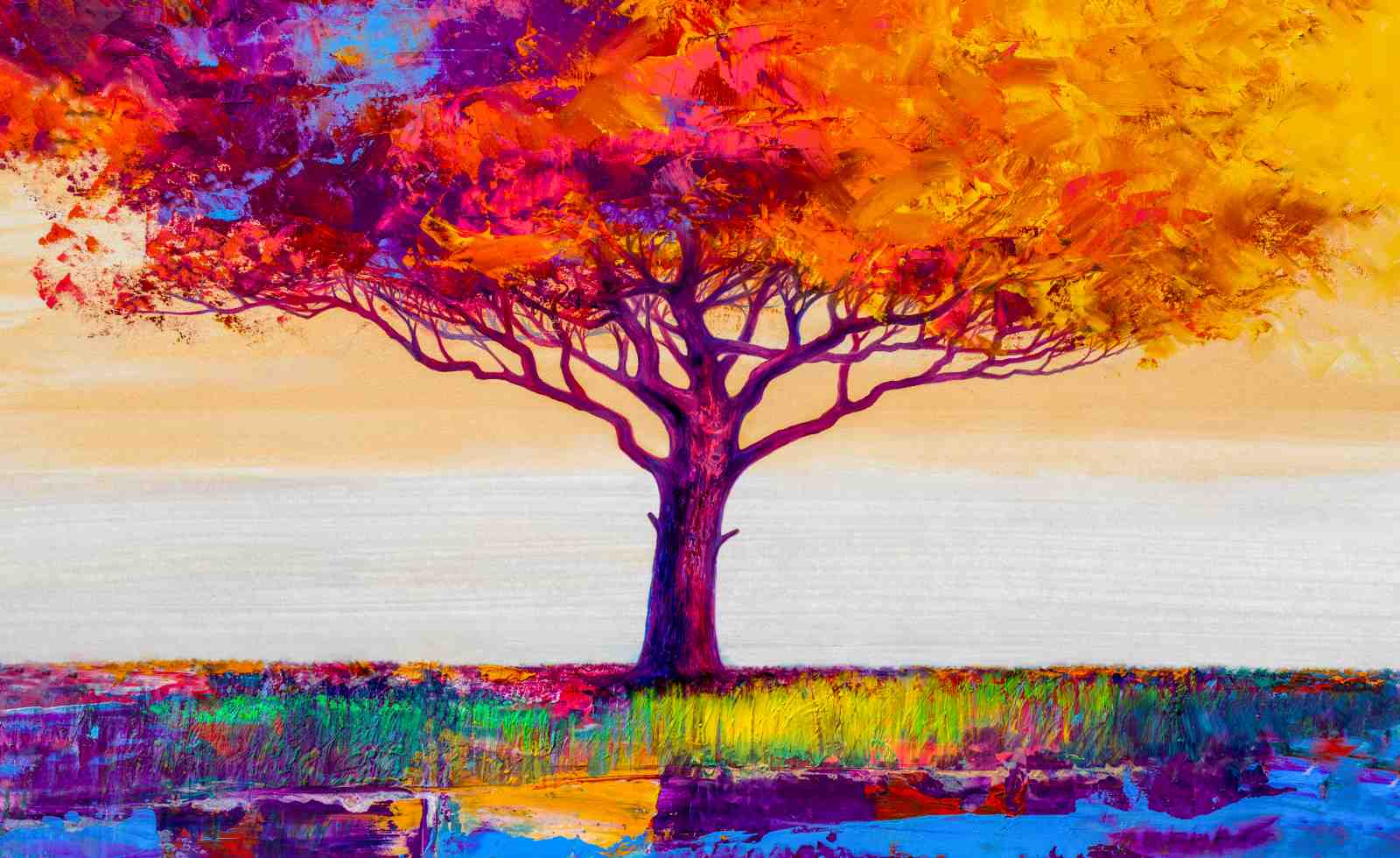 Vibrant Tree of Life Textured Wall Art