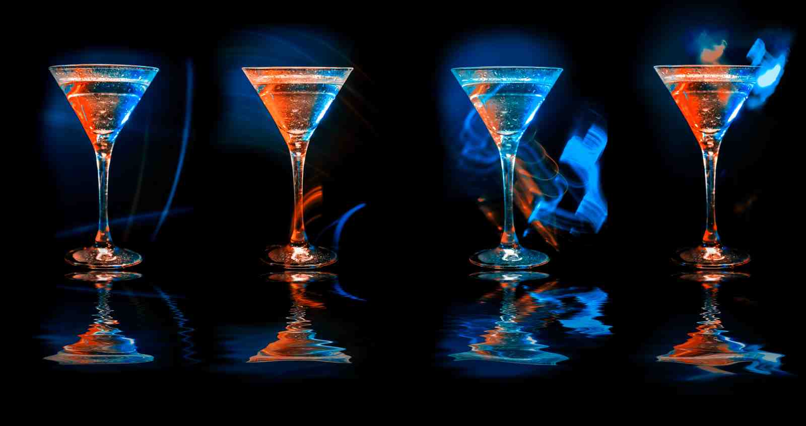 Vibrant Martini Glasses Neon Art Wall Art