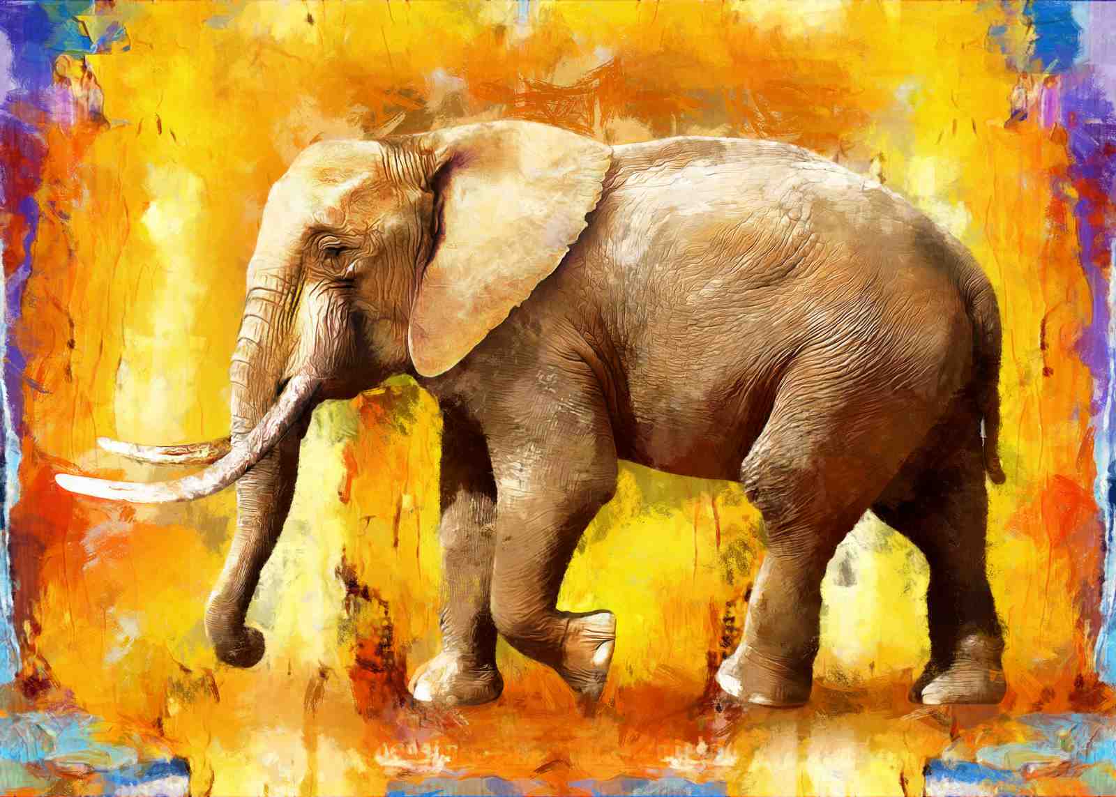Majestic Elephant Vibrant African Sunset Wall Art