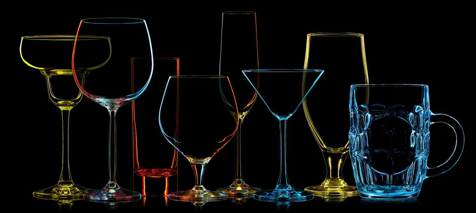 Vibrant Cocktail Glasses Abstract Wall Art