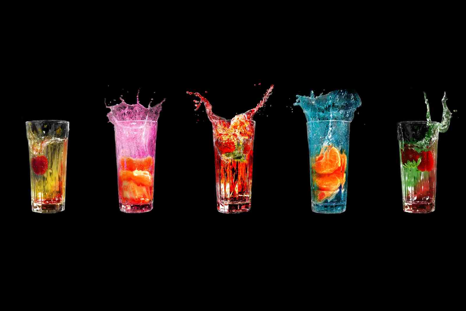 Vibrant Fruit Splash Drinks Wall Art
