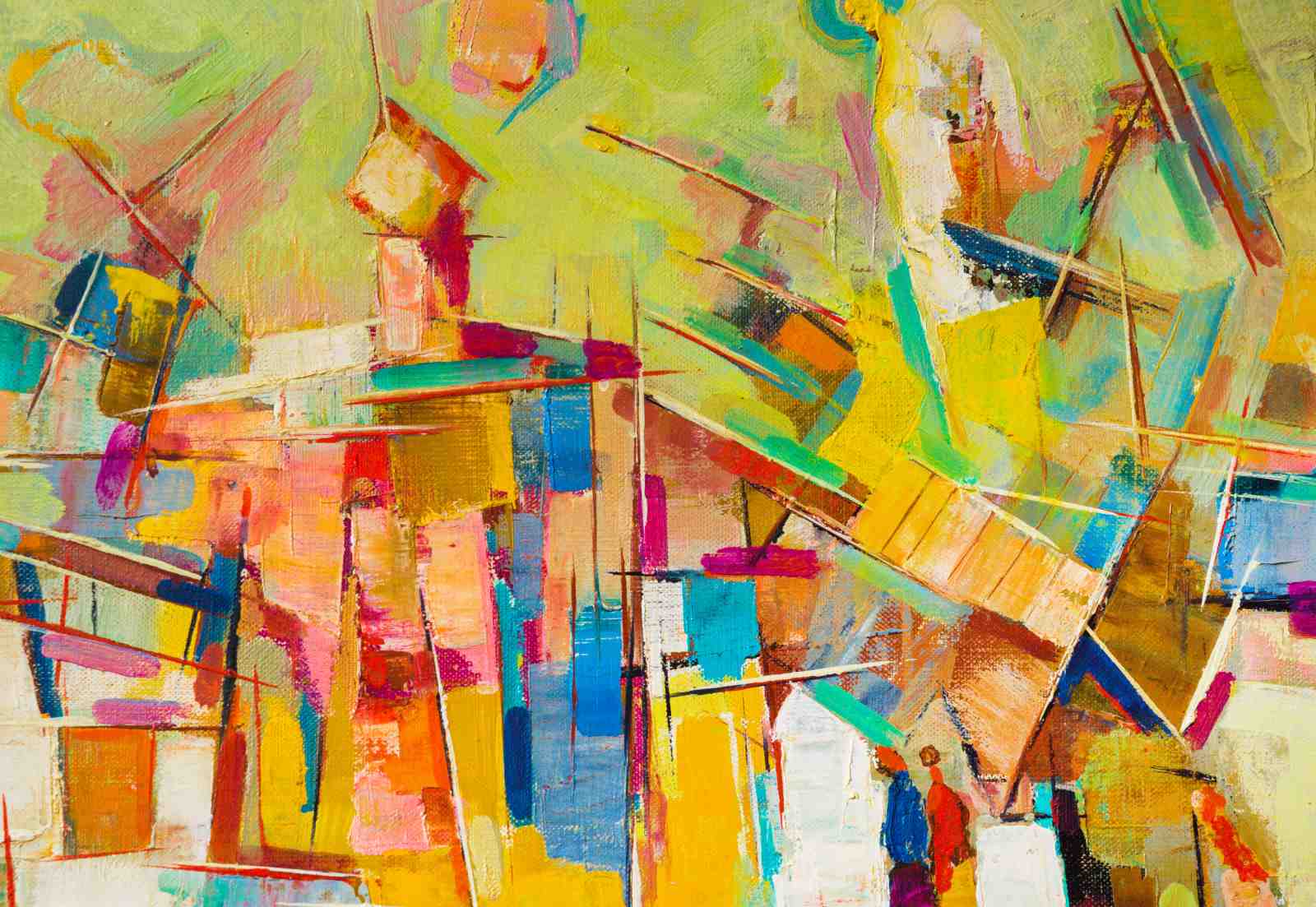 Vibrant Abstract Cityscape Wall Art