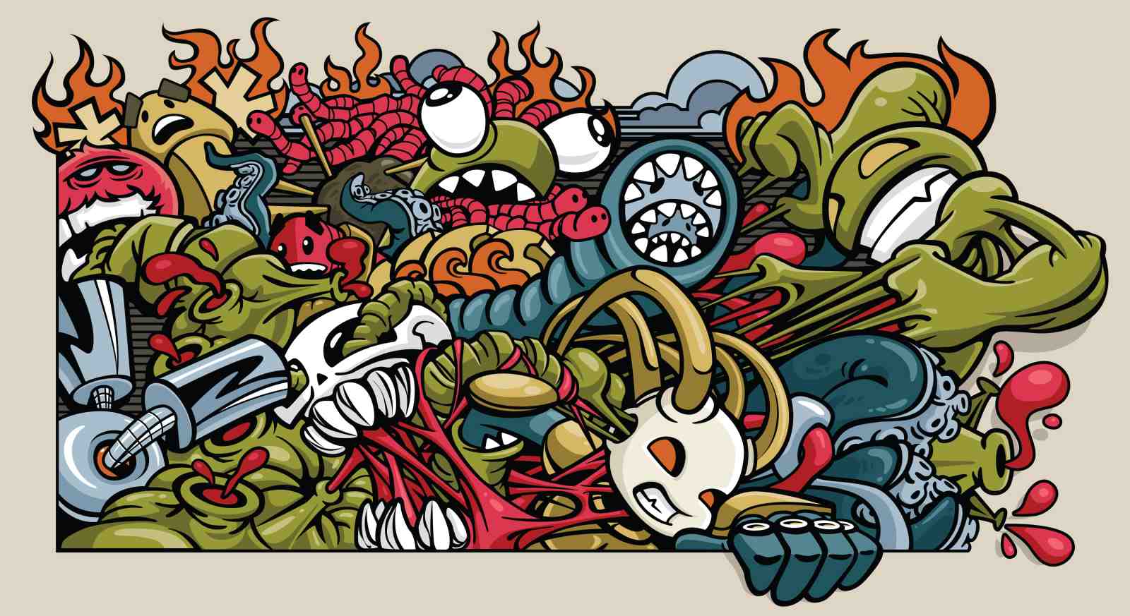 Graffiti Monster Chaos Wall Art