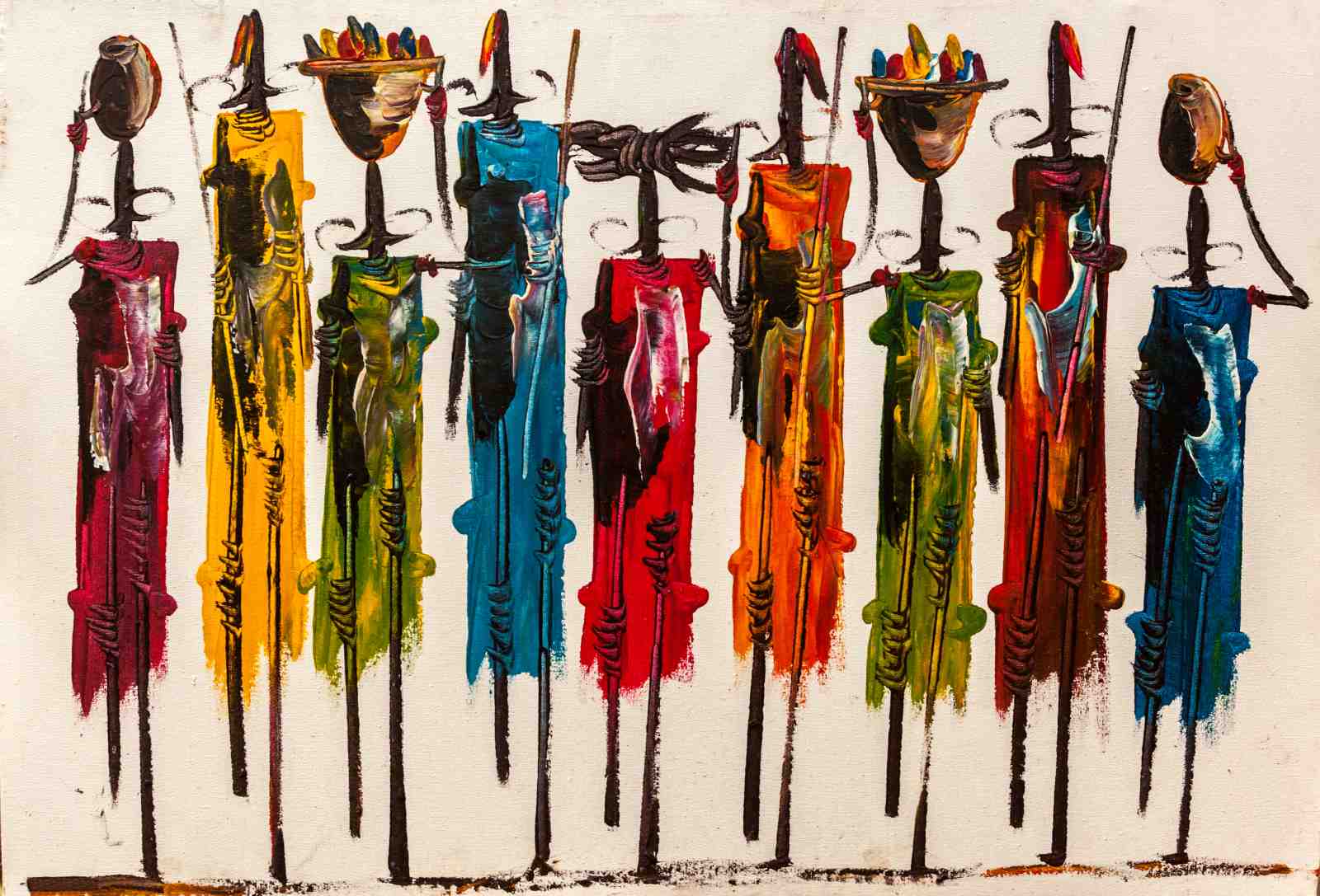 Vibrant African Tribe Figures Wall Art