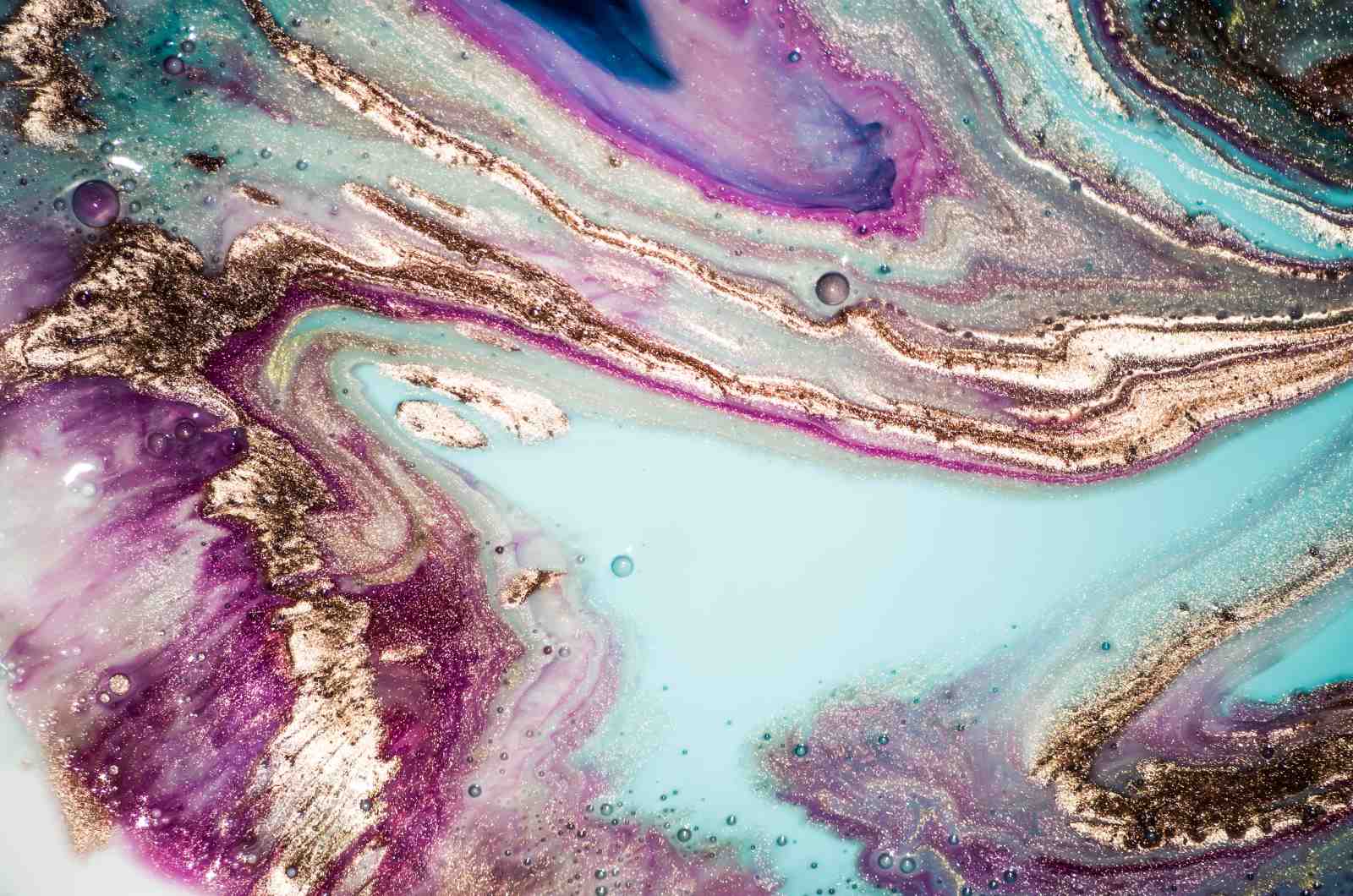 Abstract Fluid Art Gold & Purple Wall Art