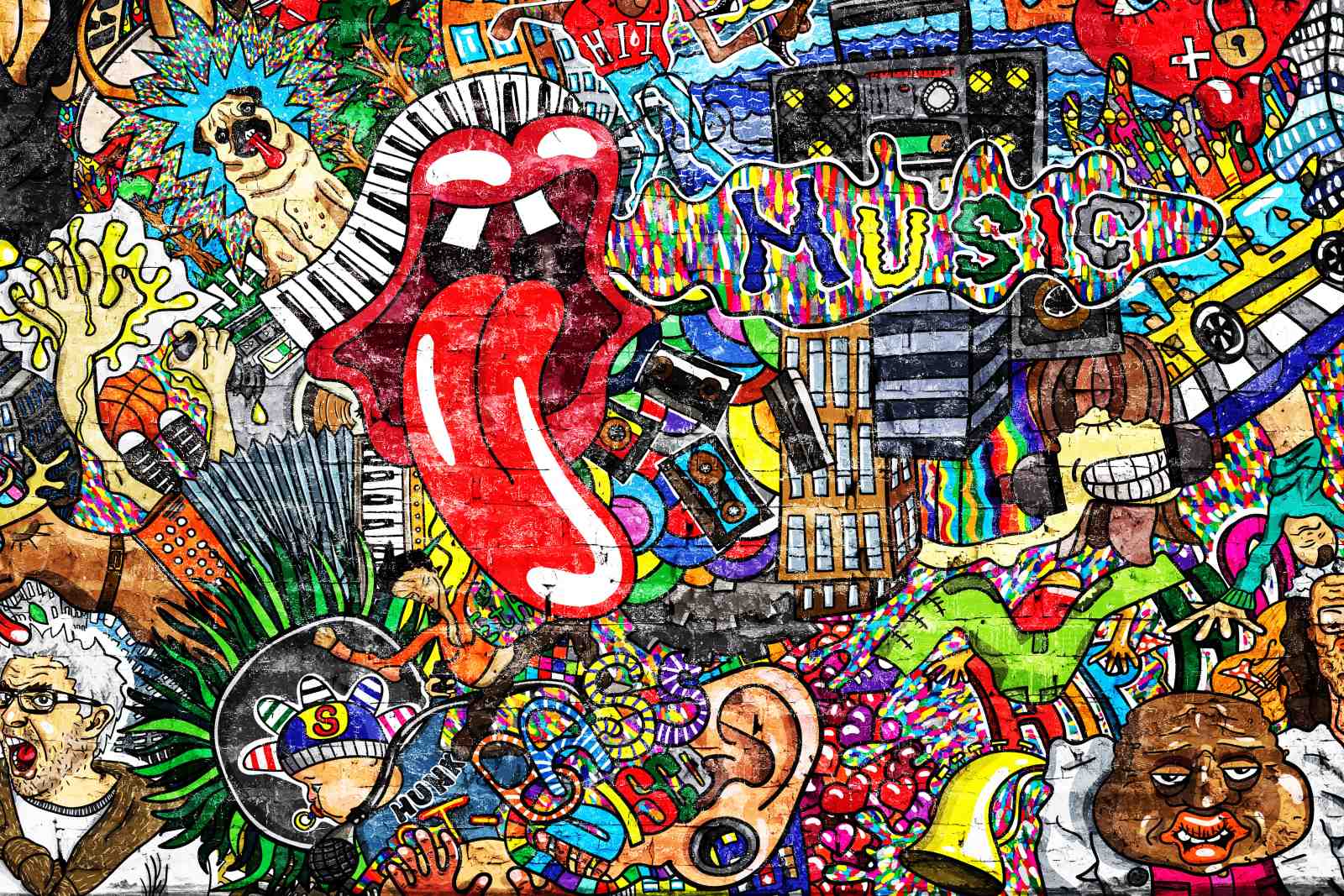 Vibrant Graffiti Music & Culture Wall Art