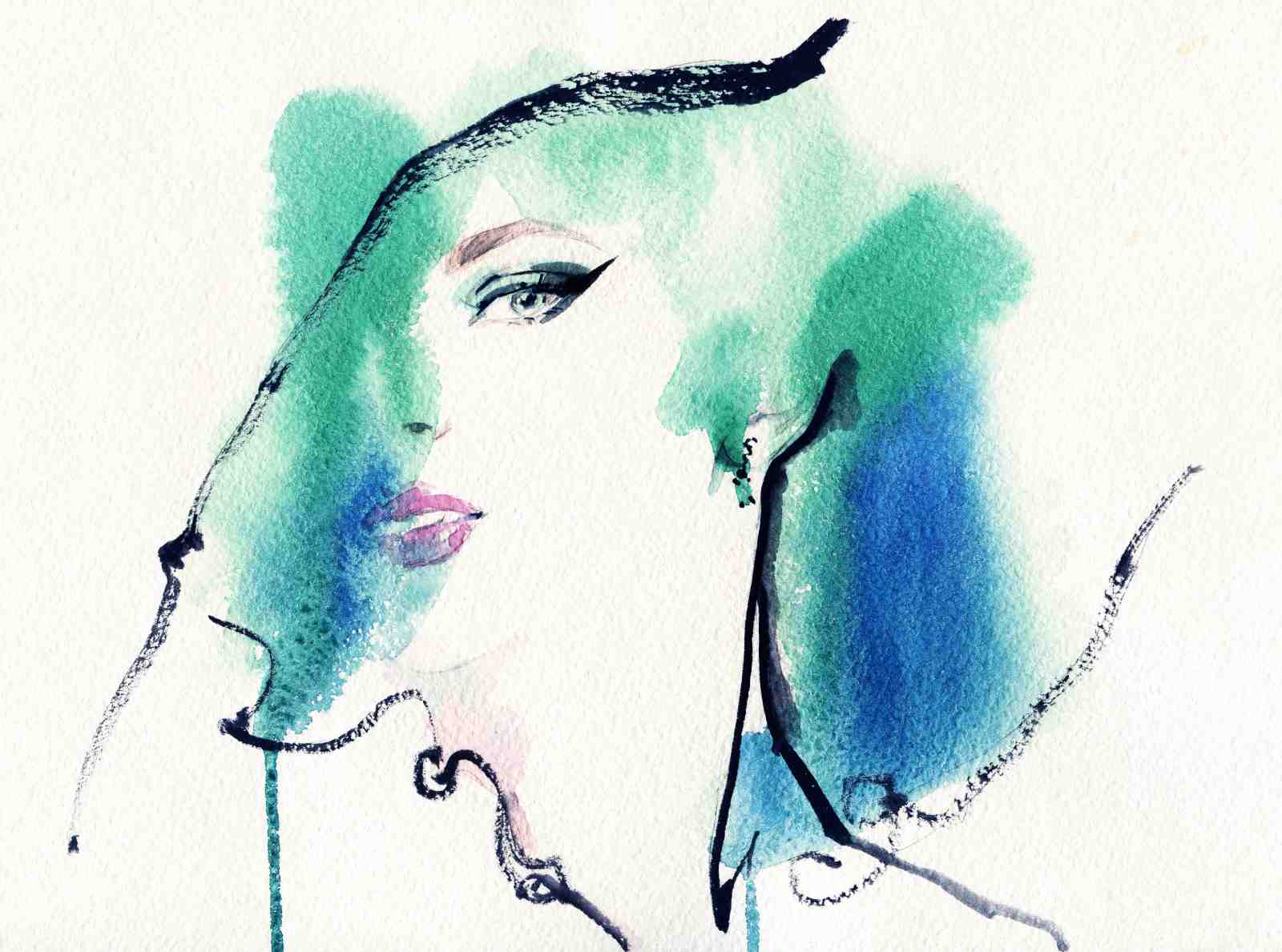 Abstract Woman Face Watercolor Wall Art