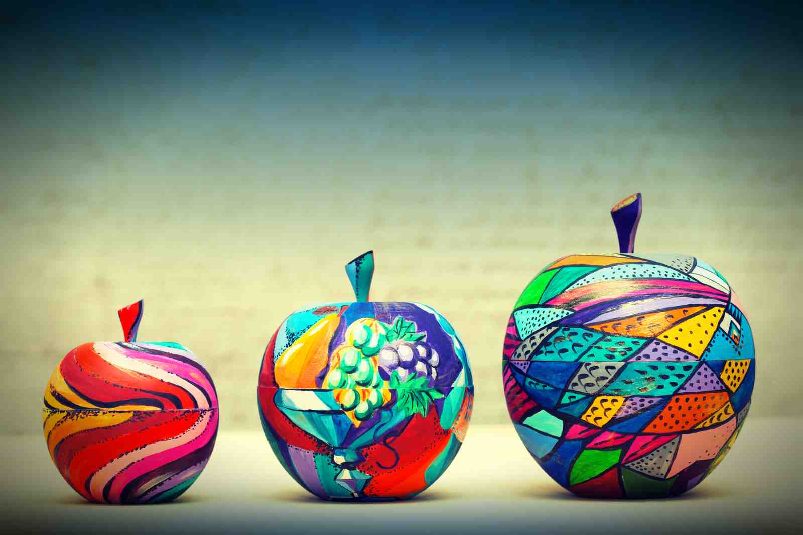 Vibrant Artistic Apple Trio Wall Art