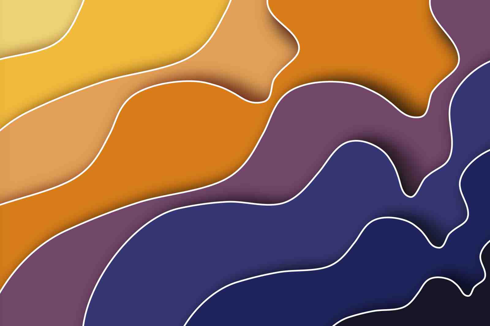 Modern Abstract Orange Purple Waves Wall Art