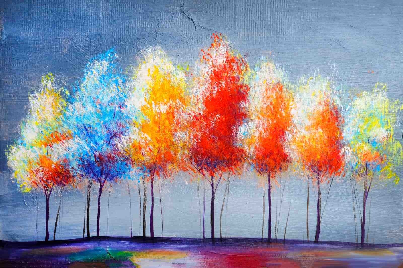 Vibrant Abstract Trees Wall Art | Modern Wall Art