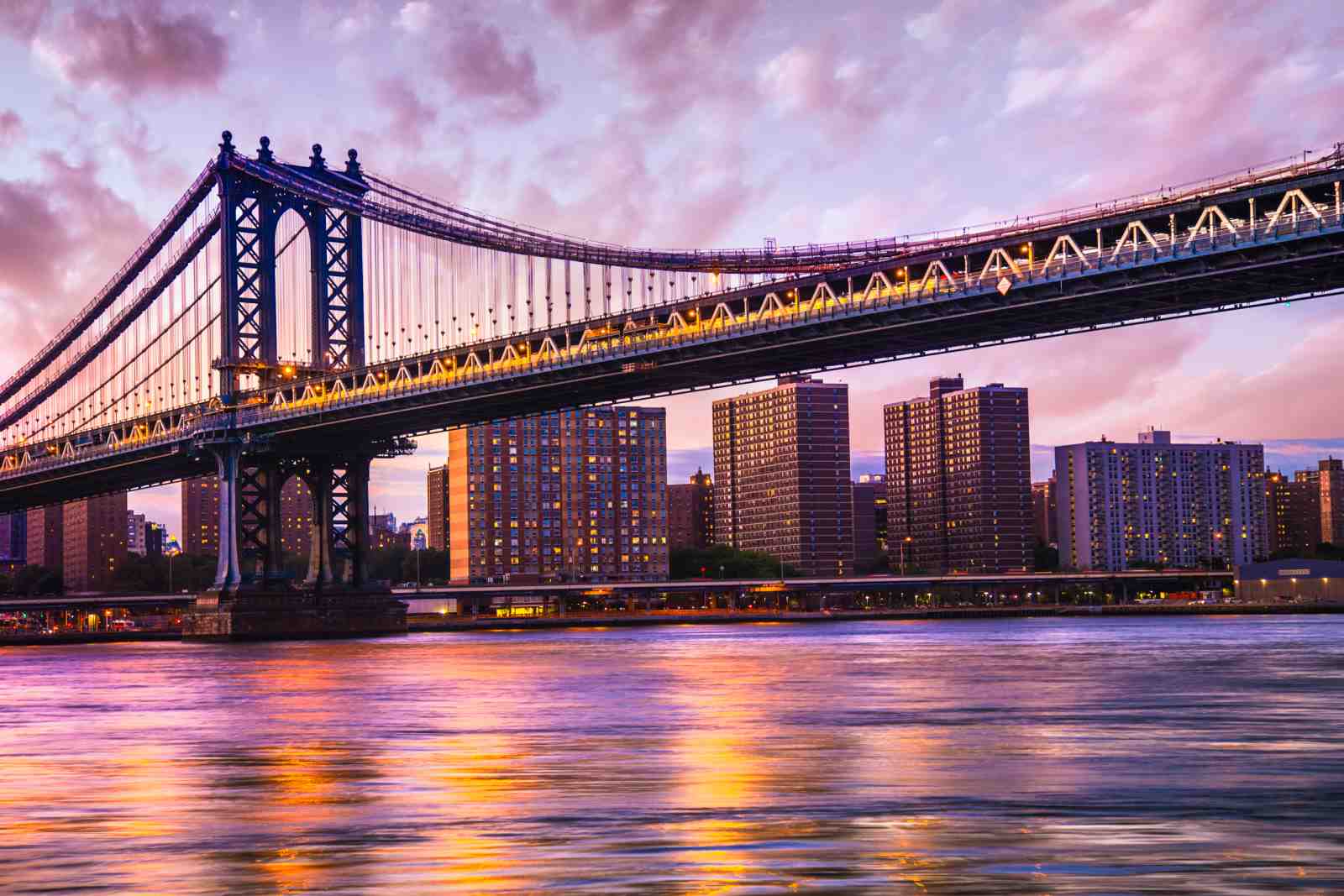 Manhattan Bridge Sunset Cityscape Wall Art