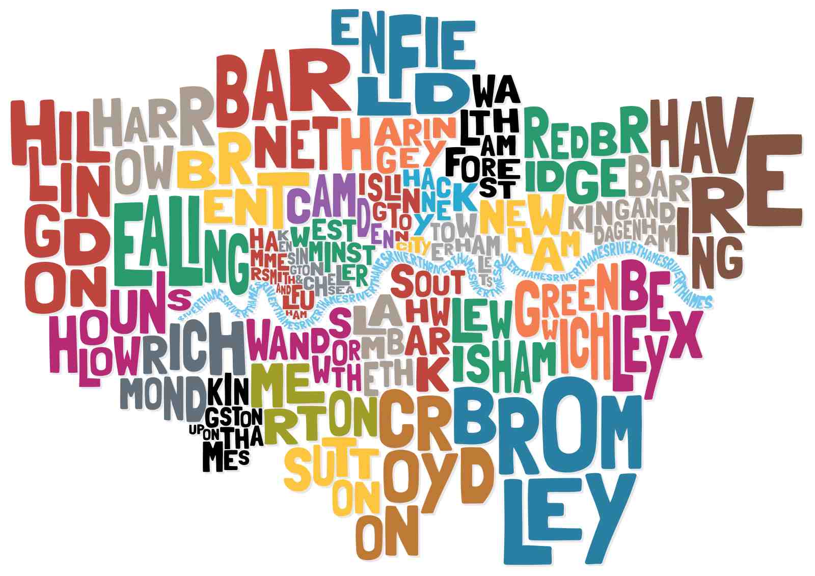 London Place Names Word Art Wall Art