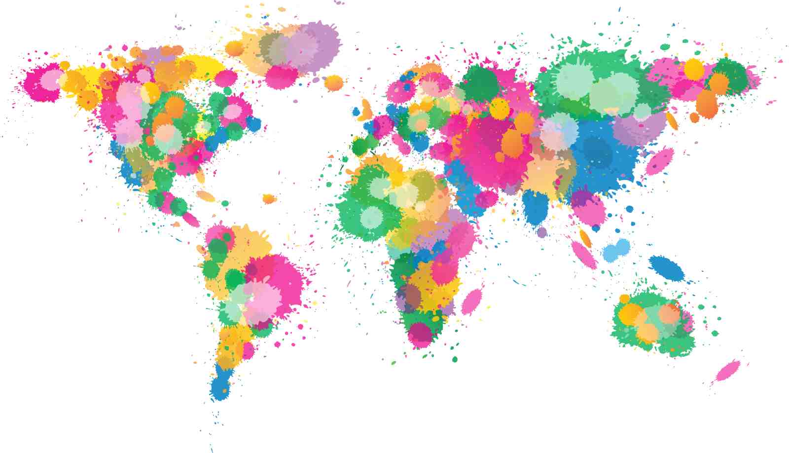 Vibrant World Map Splash Wall Art Wall Art