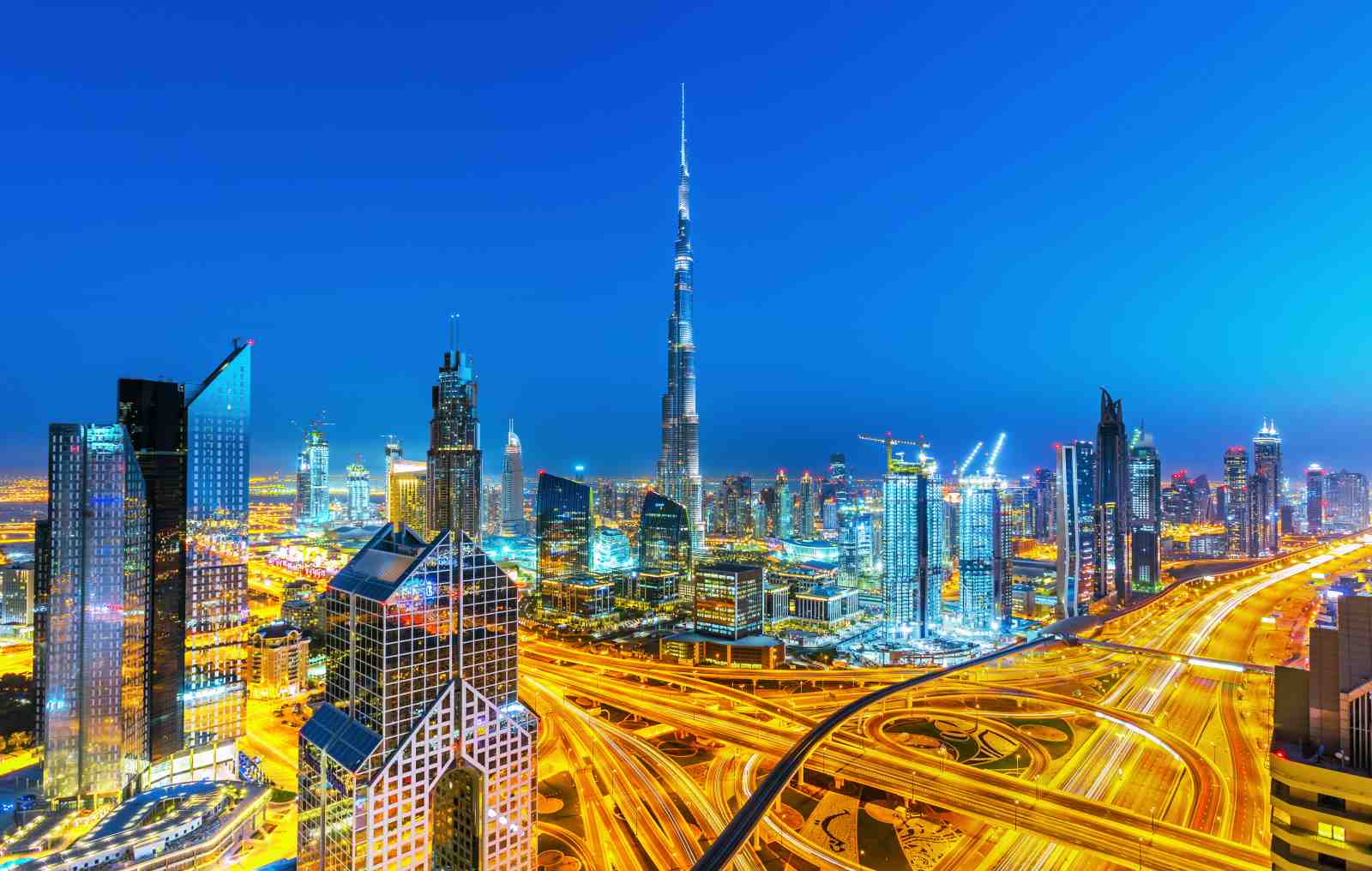 Dubai Skyline Night View Wall Art