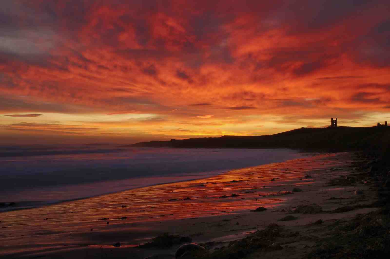 Dramatic Sunset Coastal Castle Wall Art
